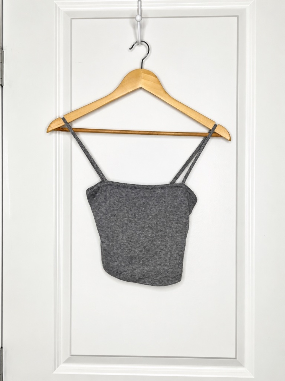 Zara Grey Knit Spaghetti Strap Crop Top – Size Small